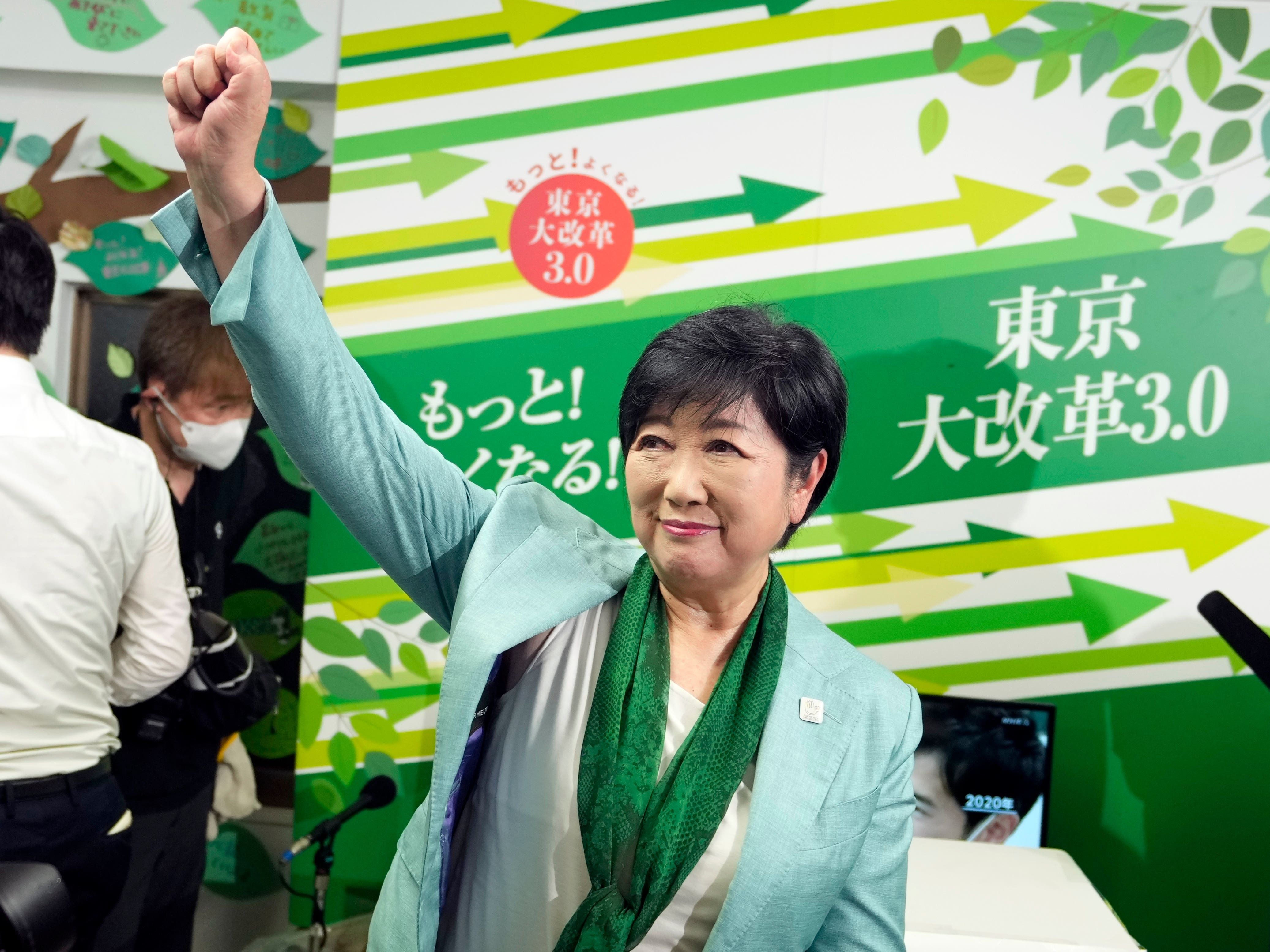 Tokyo governor declares victory after exit polls predict her re-election