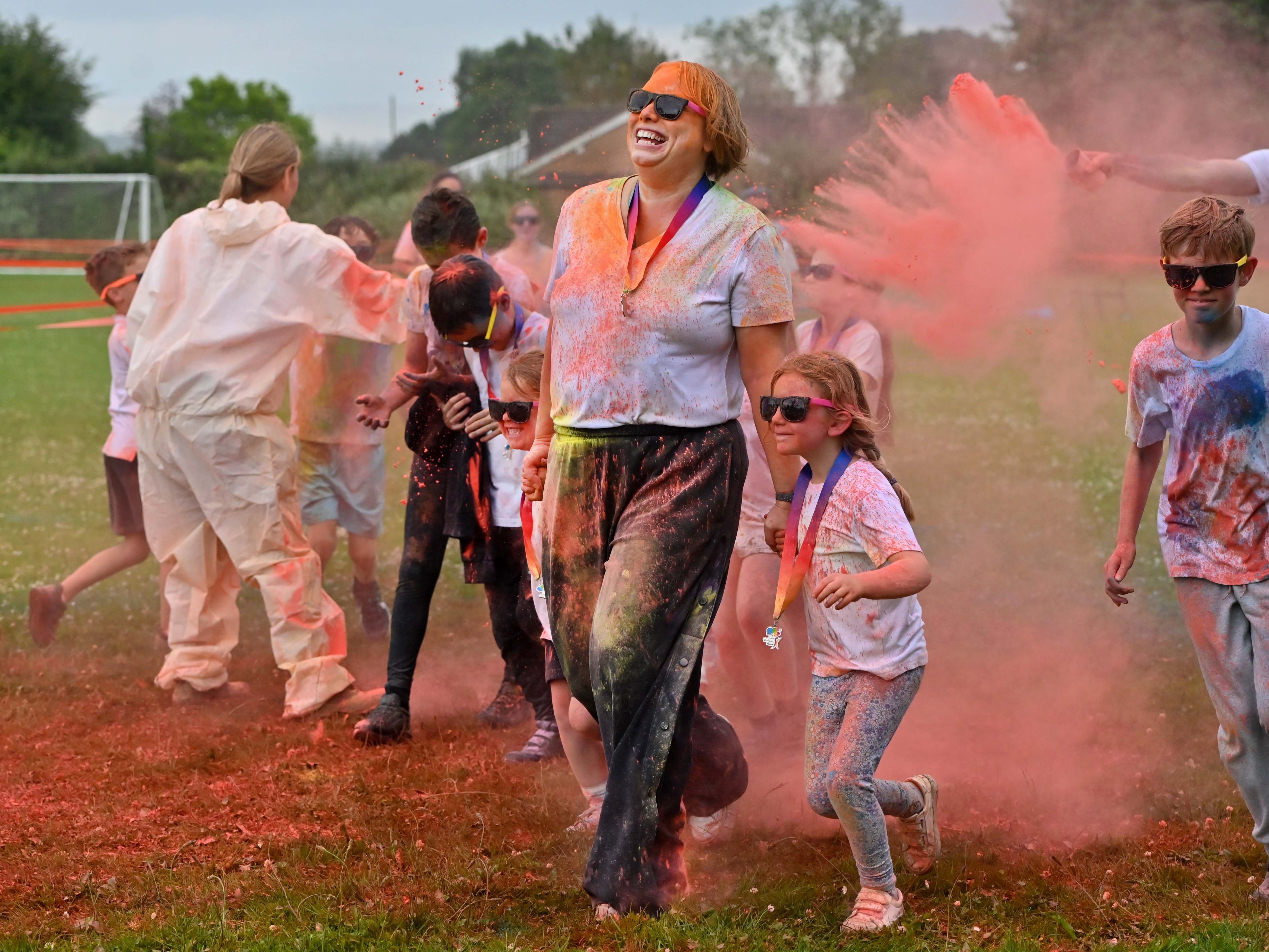 Pupils and parents find a colourful way to celebrate the end of term