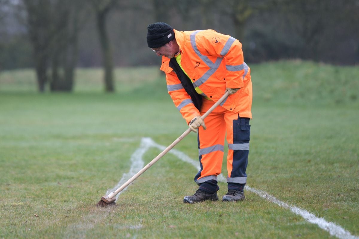 Football pitch left with wonky lines as rookie painter struggles to ...