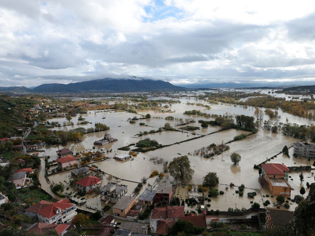 A general view of a flooded area near Shkoder town, north-west Albania