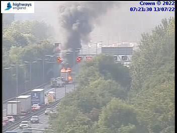 Huge M6 lorry fire closes motorway bringing traffic to a standstill for miles