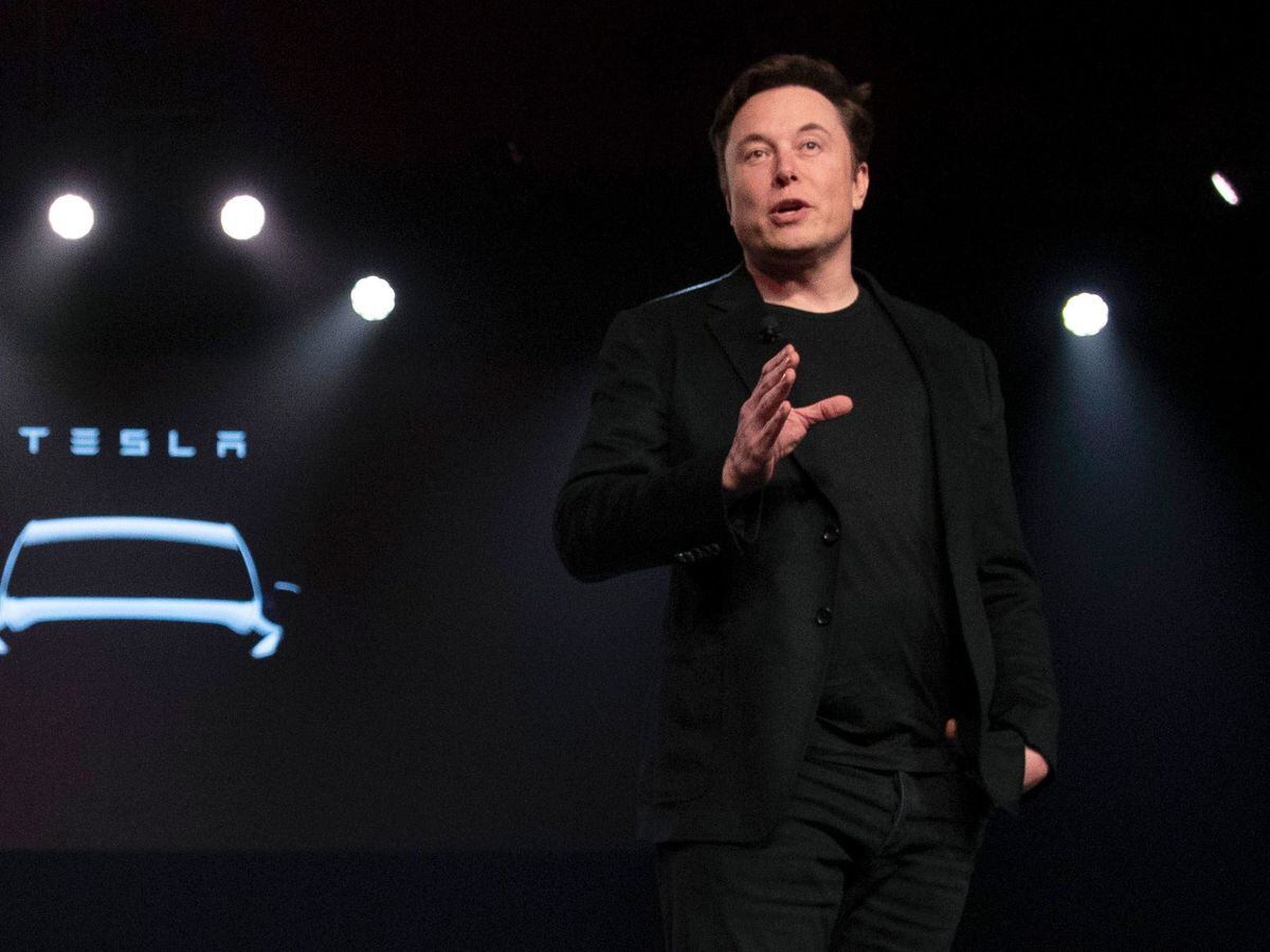 Tesla CEO Elon Musk speaks ahead of the Model Y launch at the company's design studio in 2019