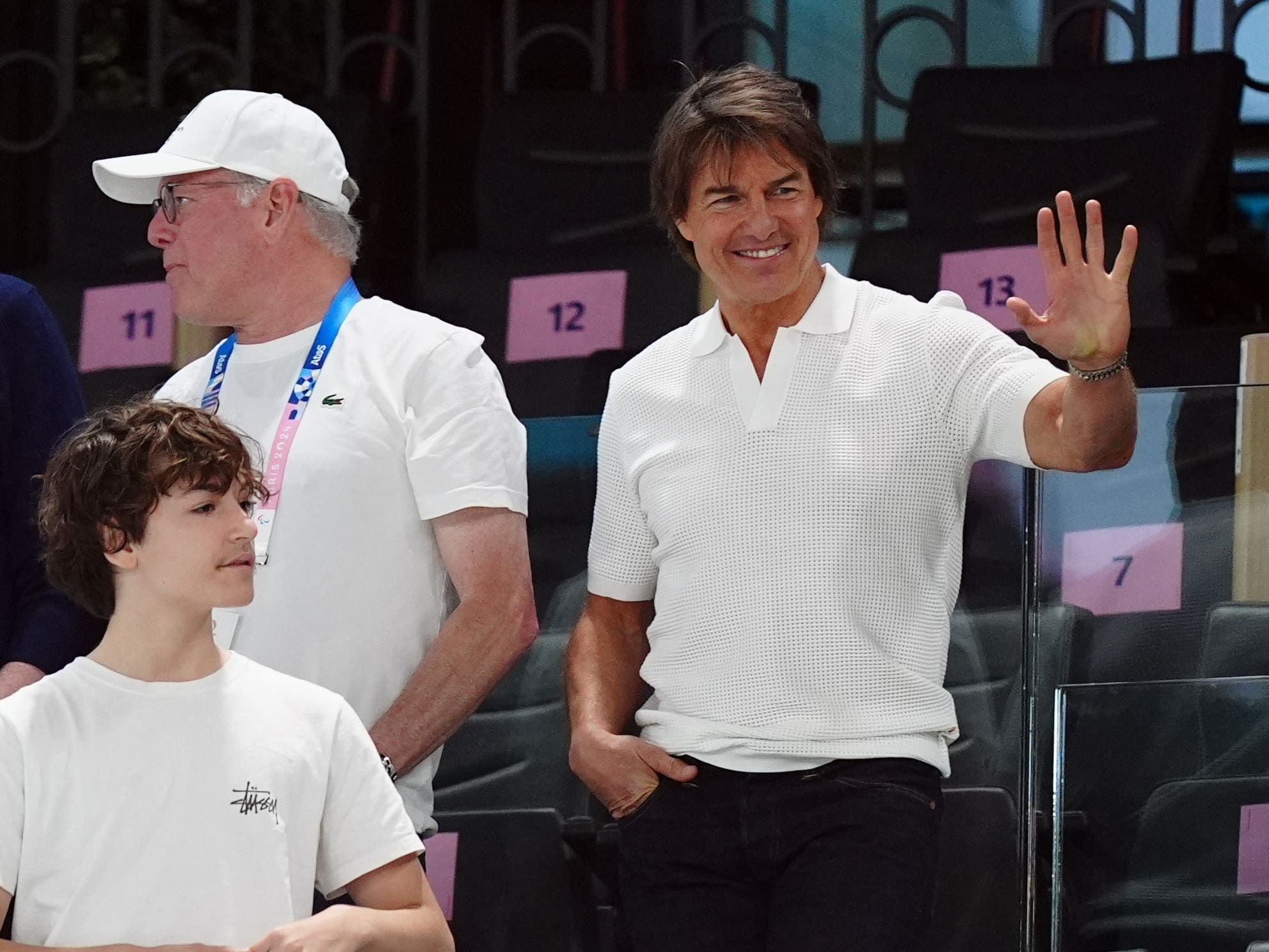Tom Cruise and Ariana Grande watch Simone Biles compete at Paris Olympics