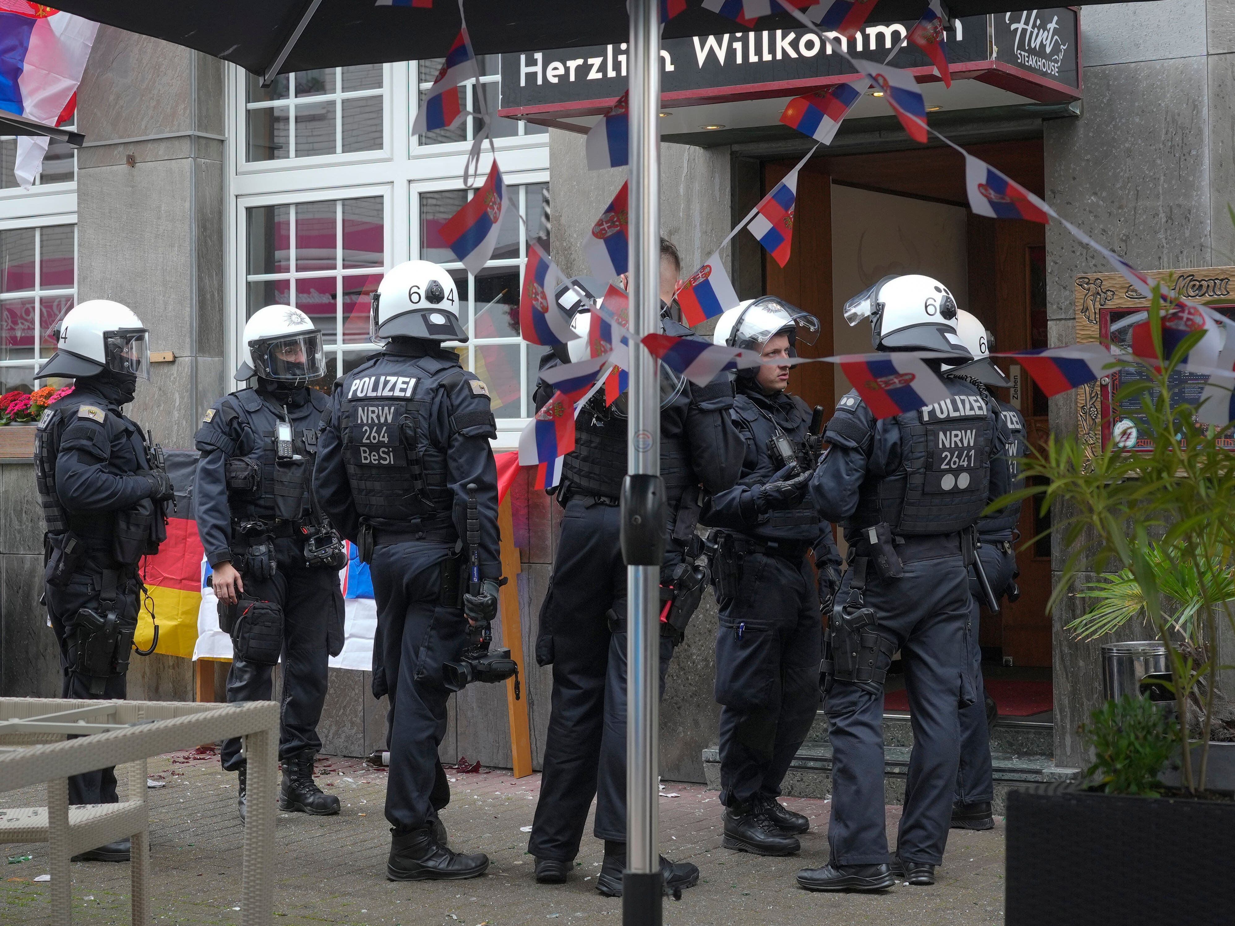 Fans involved in violent scenes ahead of England-Serbia clash in Gelsenkirchen