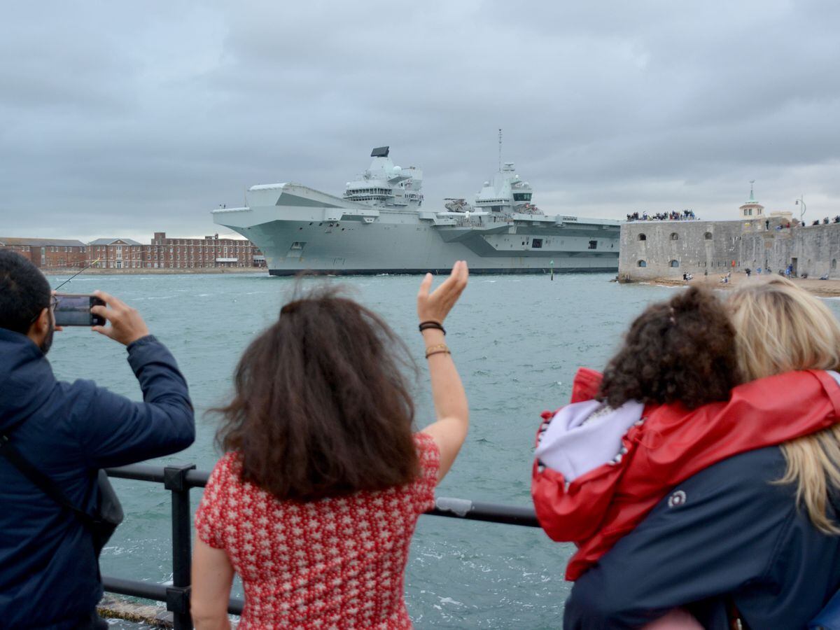 Well-wishers Wave Off Royal Navy Aircraft Carrier As It Sails For Sea ...