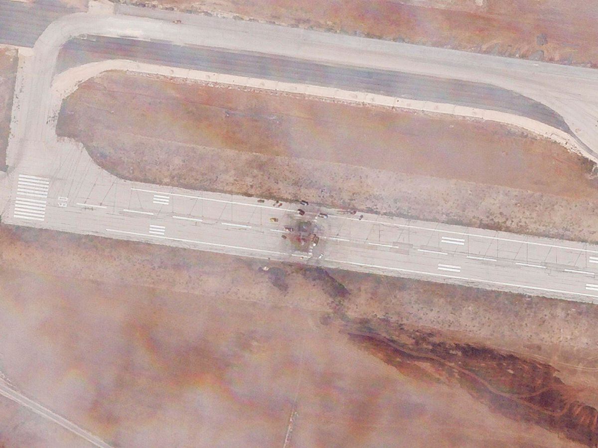 Satellite Image: Israel Attack Damaged Syrian Airport Runway | Express ...