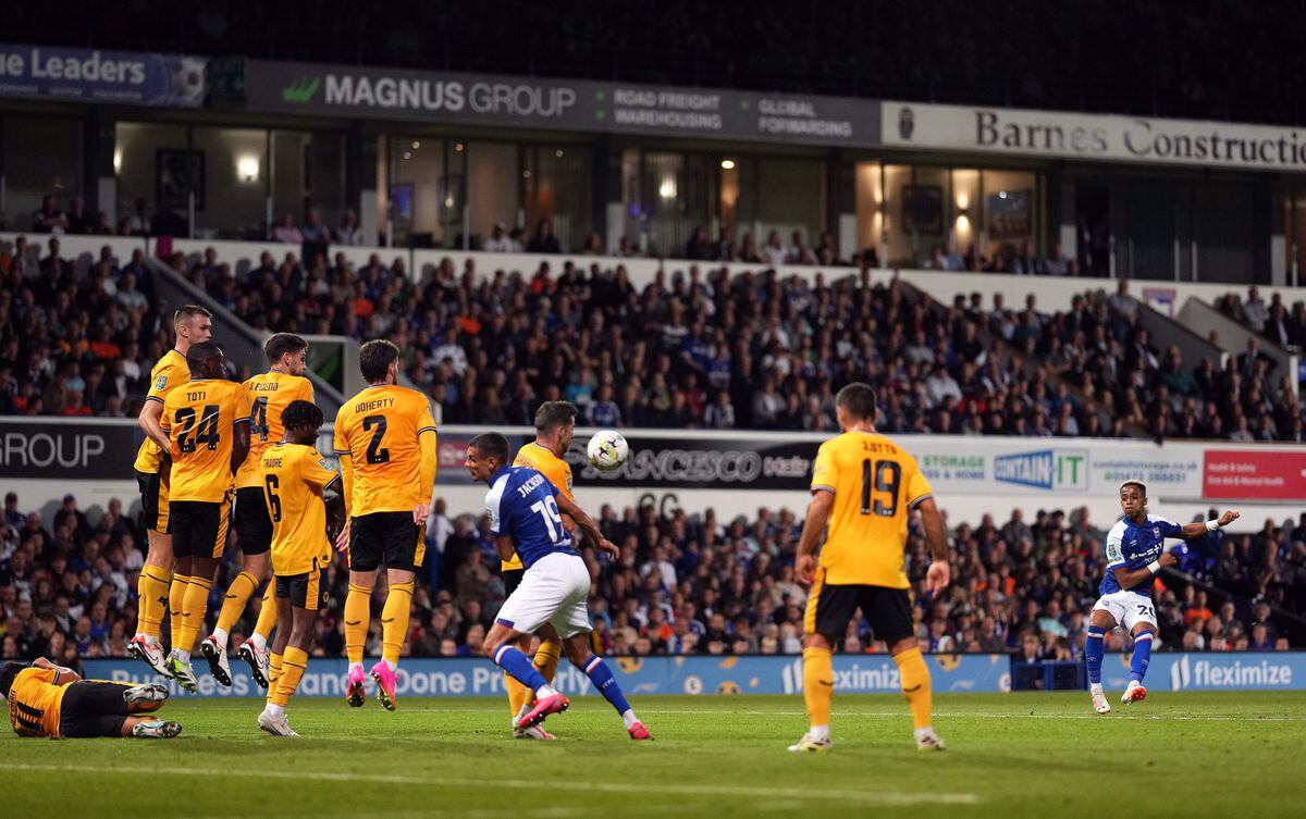 

Ipswich Town's Omari Hutchinson shoots from a free kick