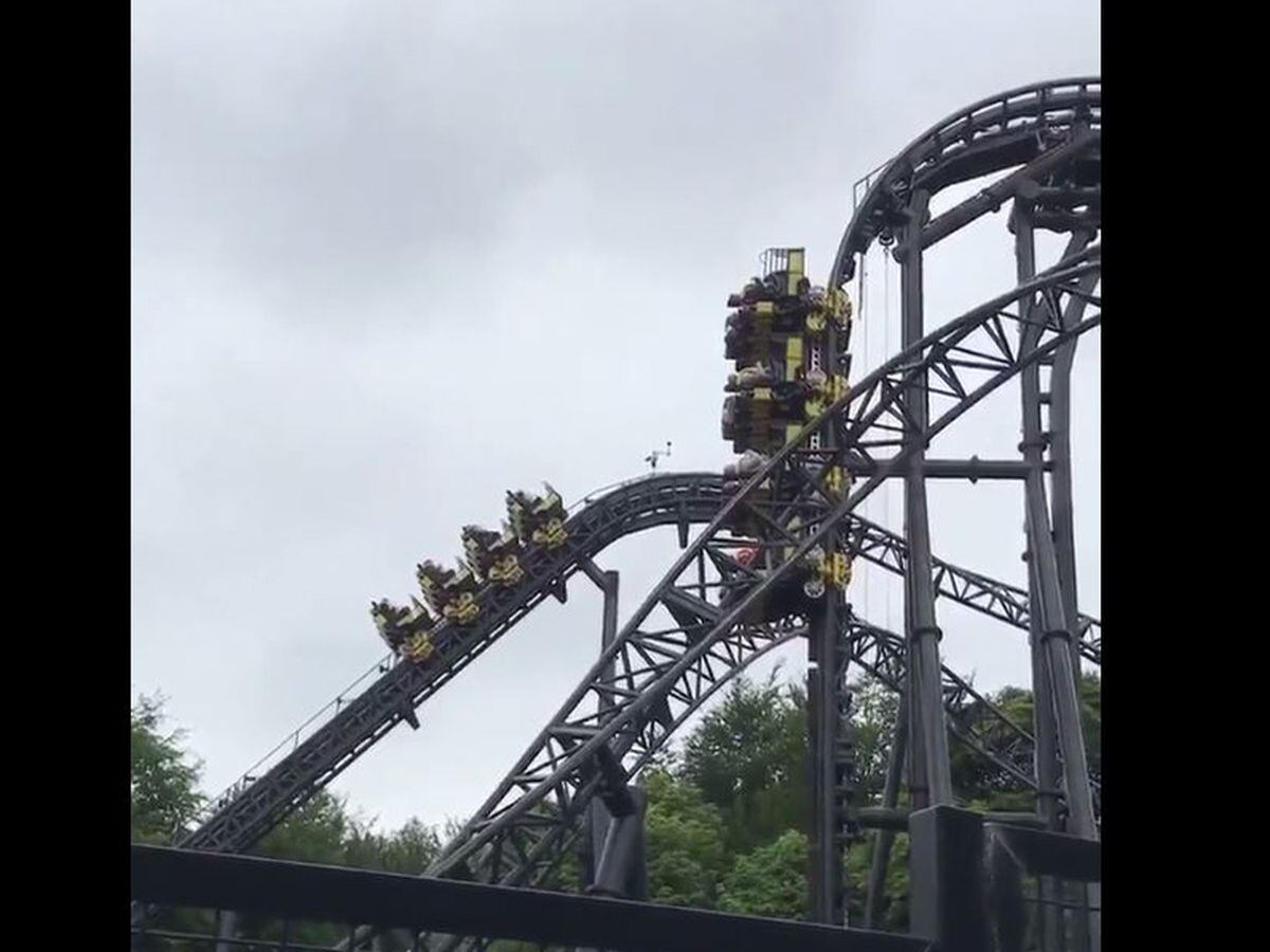 WATCH Smiler riders left dangling for 45 MINUTES as Alton Towers