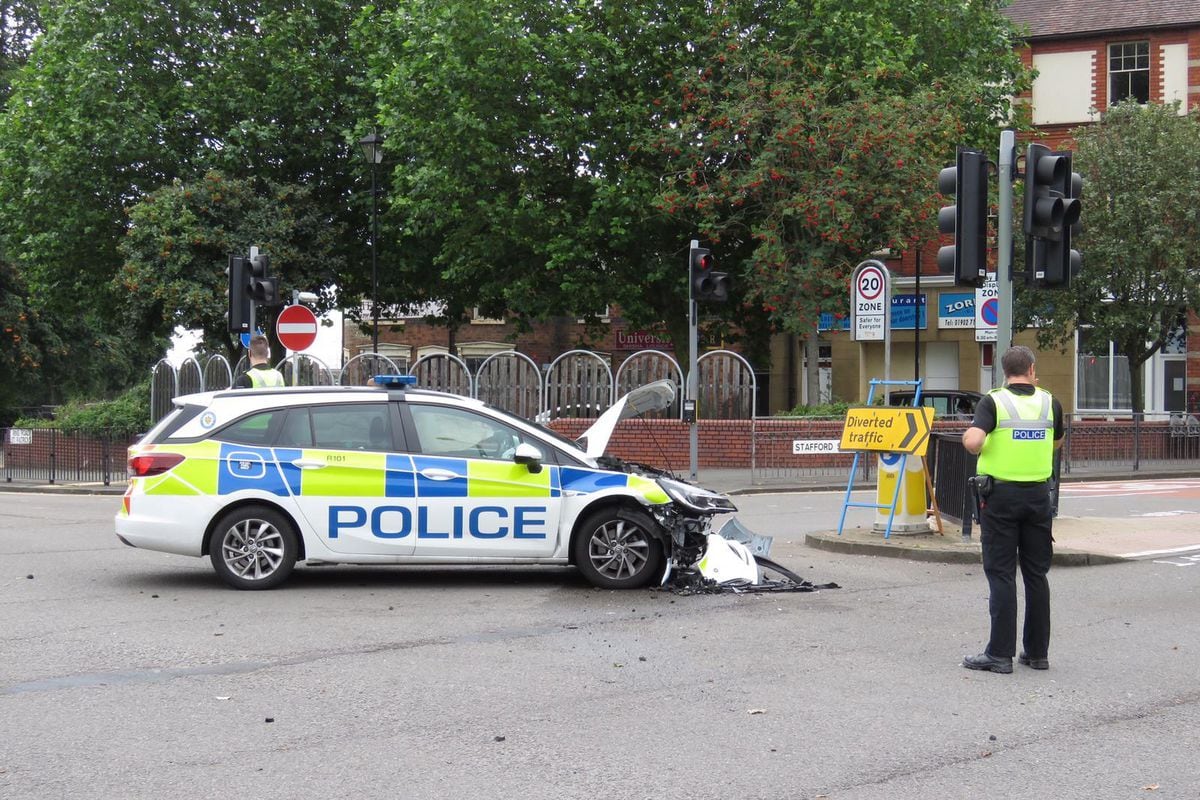 Police car mangled in Wolverhampton city centre crash | Express & Star