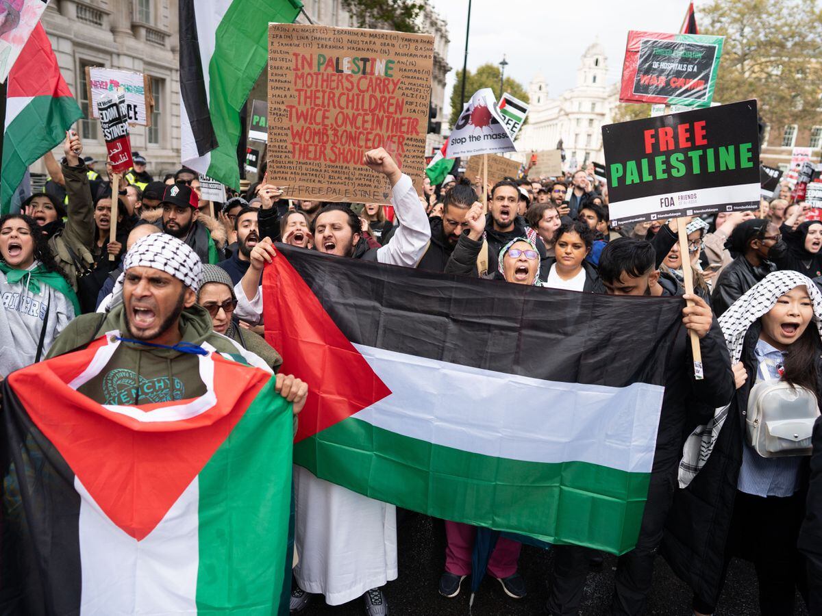 Tens of thousands take part in pro-Palestinian protests in UK cities ...