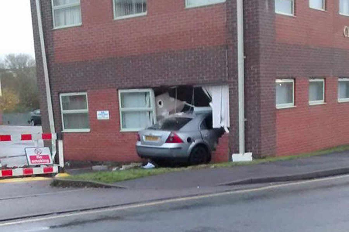 Cannock road closed for hours as car smashes into building causing