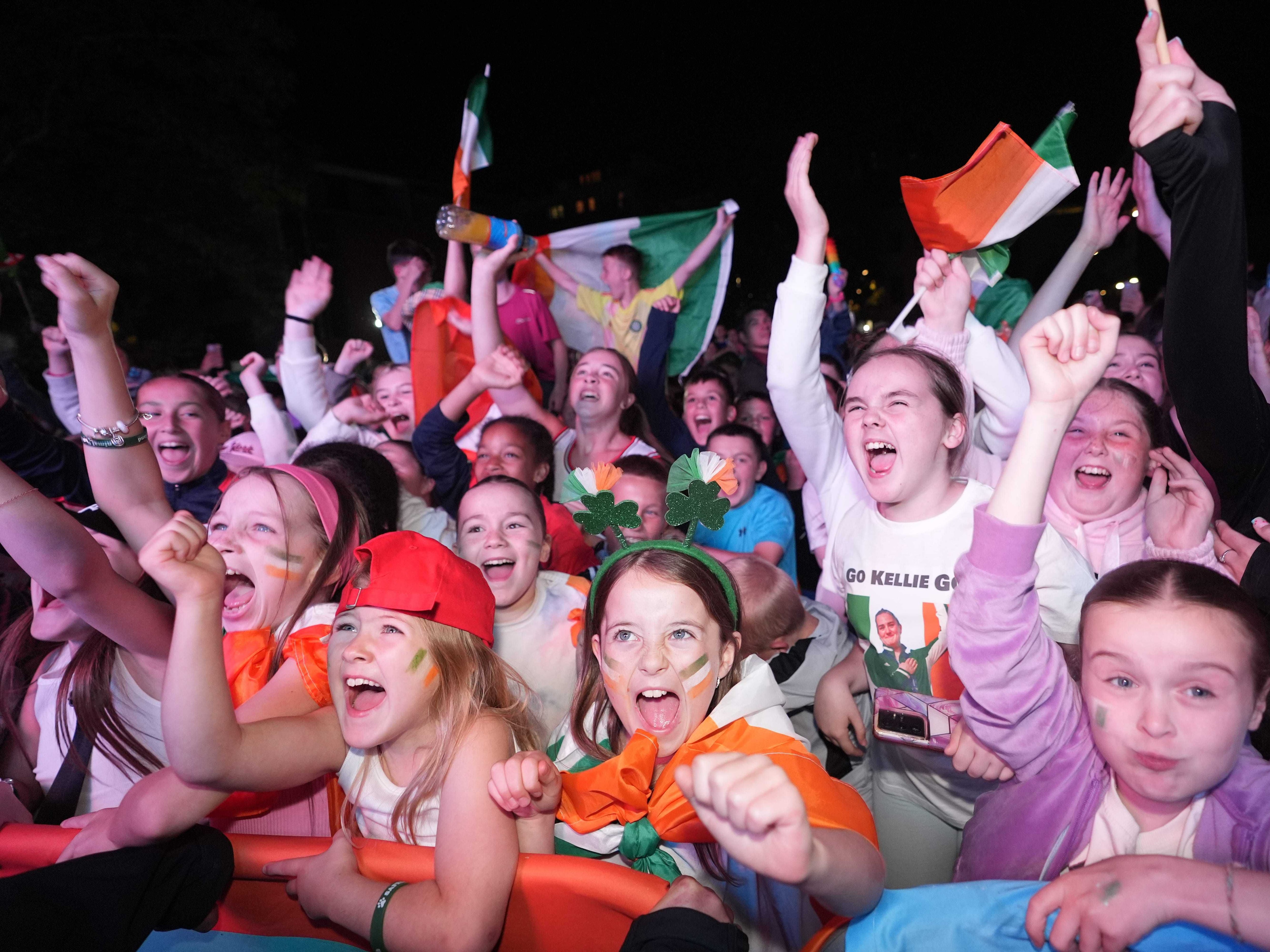 Dublin park erupts with pride as local hero Kellie Harrington wins boxing gold