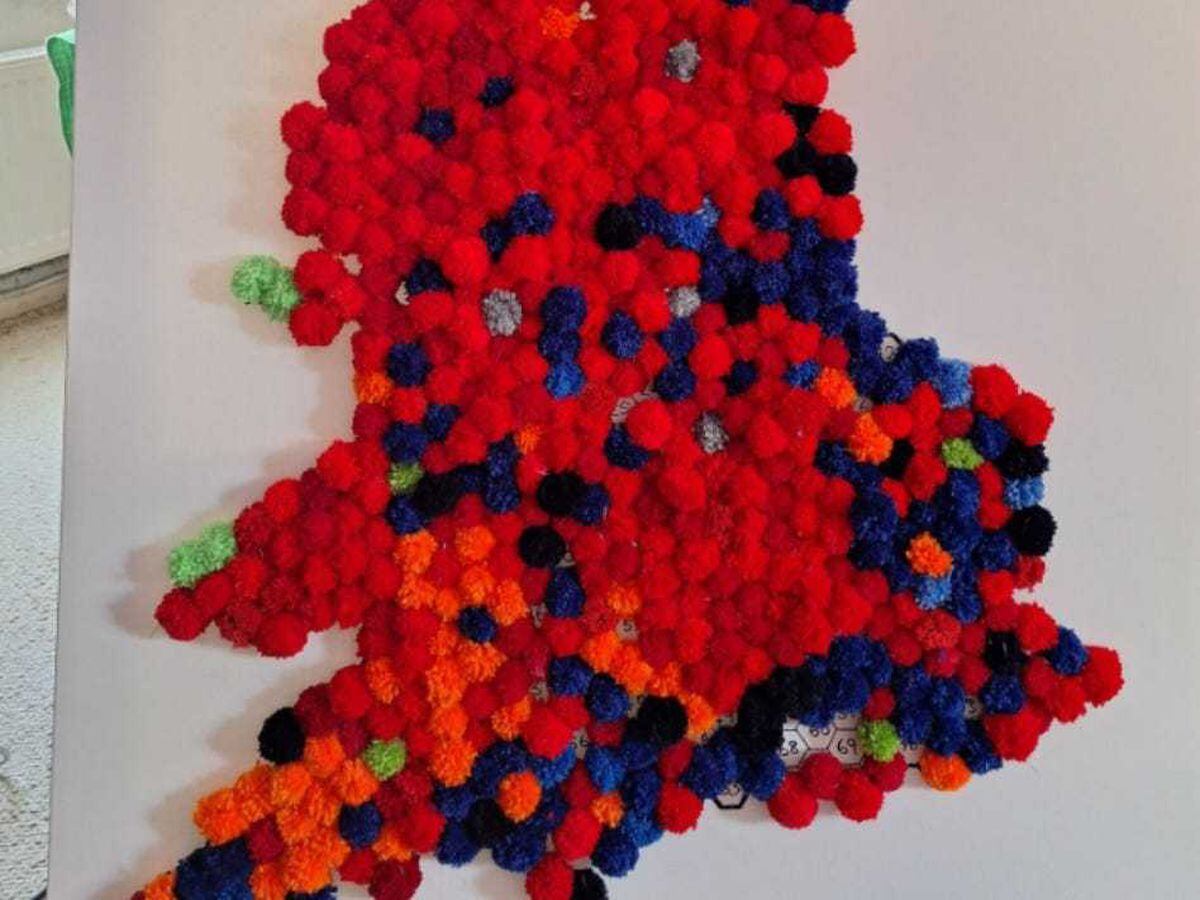 Couple Create Election Map Covered In Red Pom Poms After Tracking 