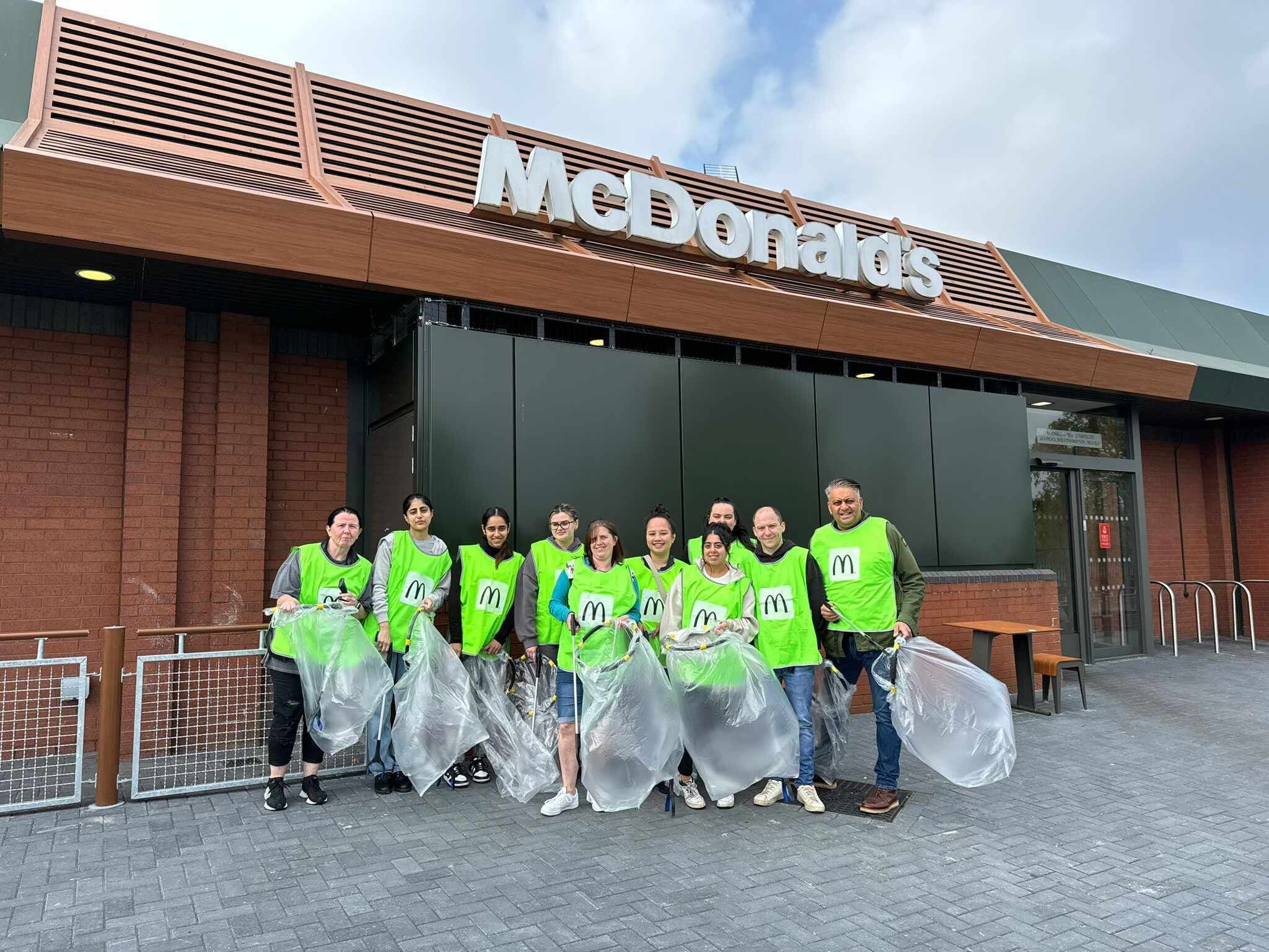 Team of McDonald's staff collect 48 bags of litter to protect environment