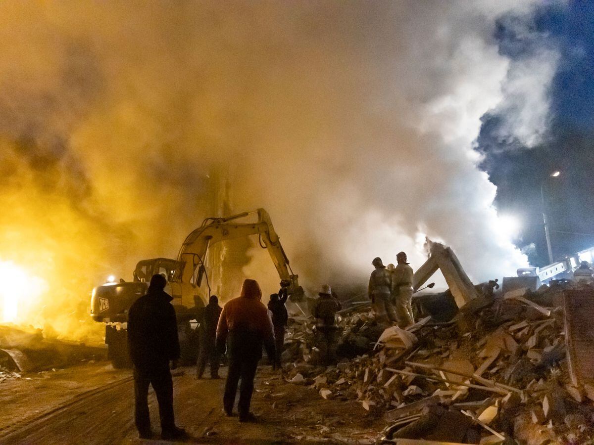 The wreckage of a shopping centre in Donetsk