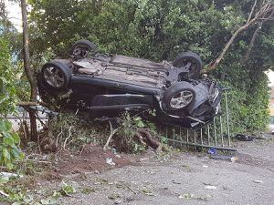 Birmingham New Road crash Two injured after car overturns in