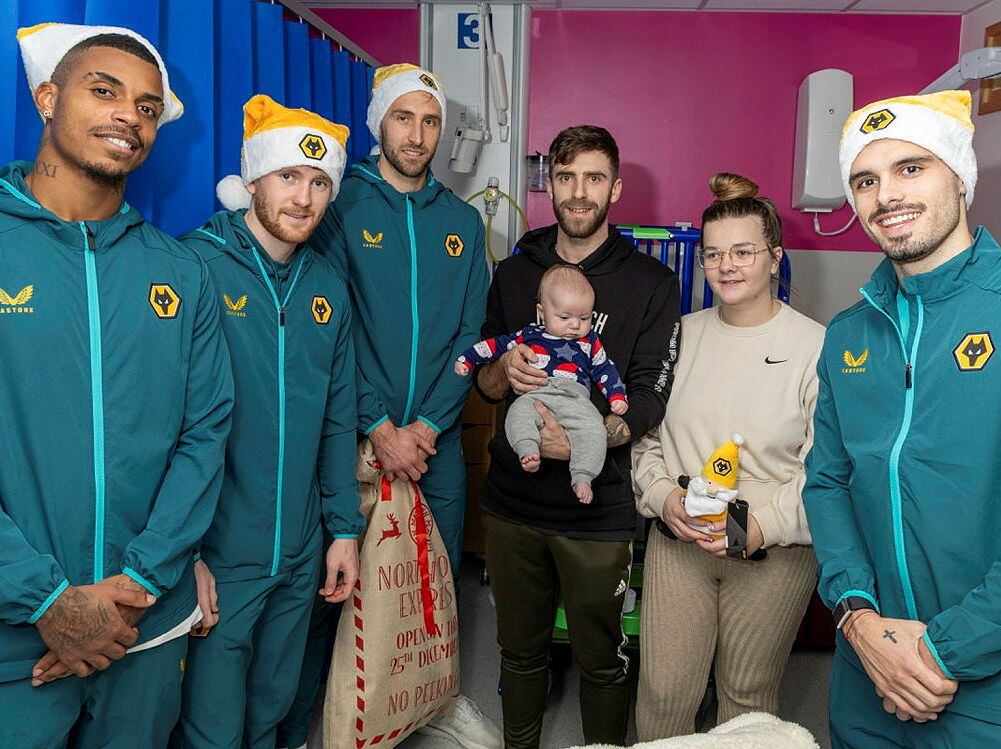 Wolves players put smiles on faces of poorly patients at Wolverhampton hospital in Christmas visit
