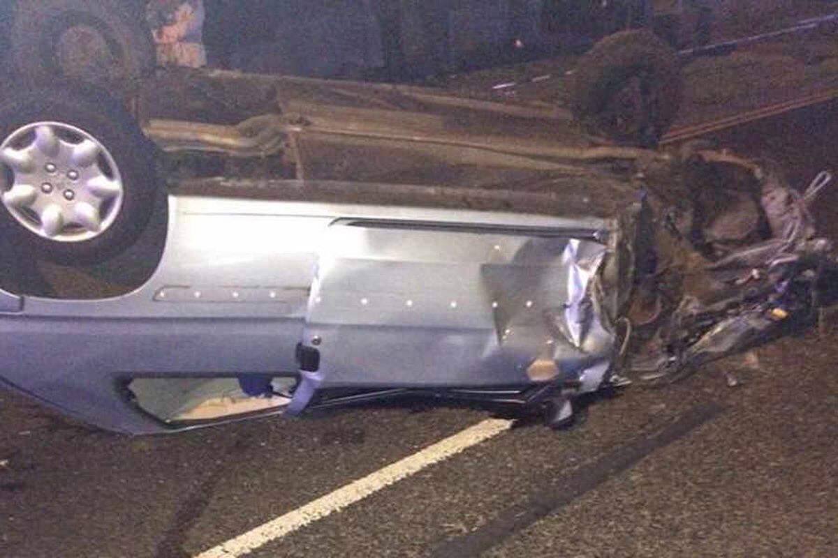 Car hits lamppost and ends up upside down in Walsall | Express & Star