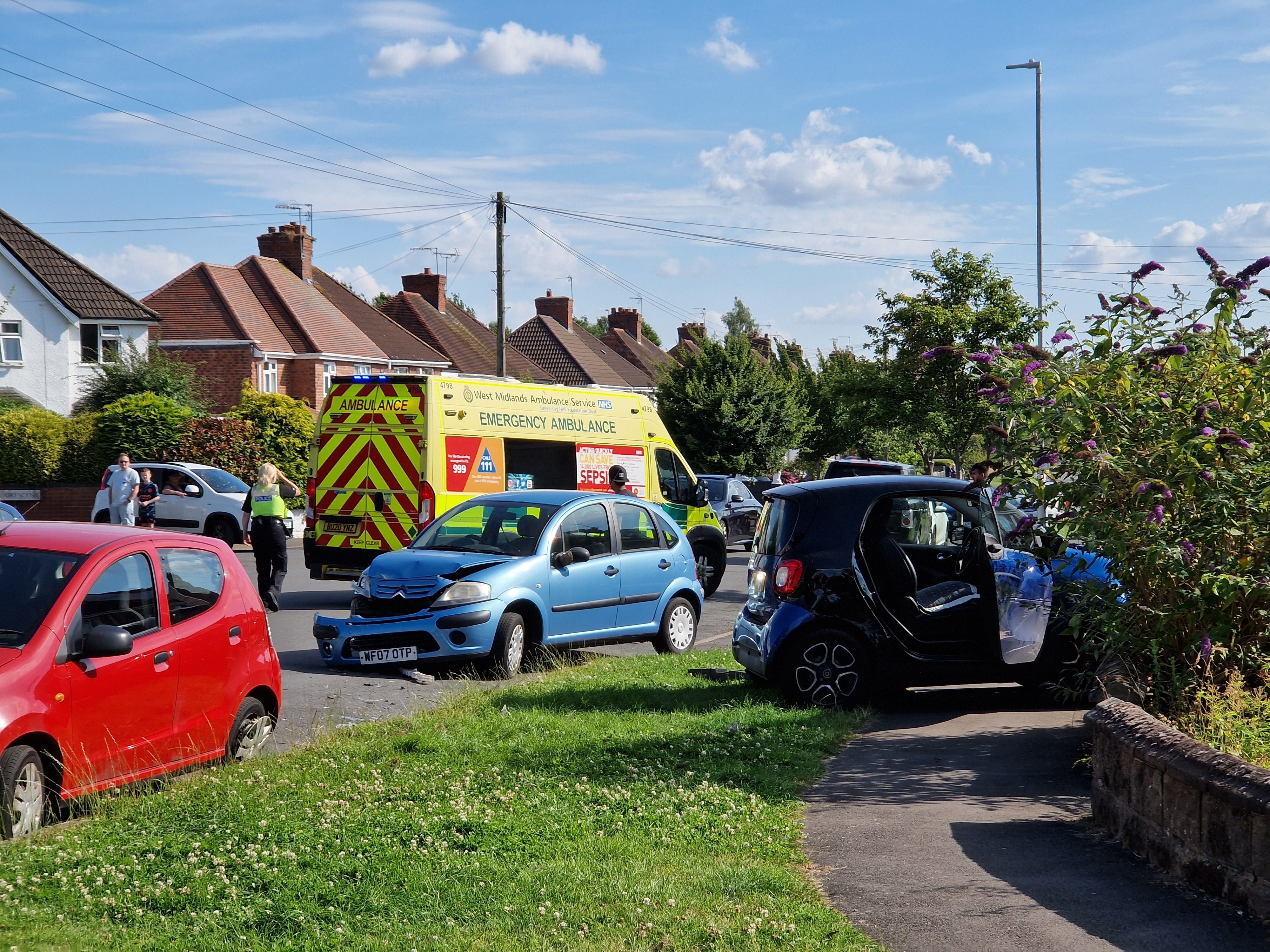 Walsall road blocked off to all after car crashes into wall and another badly damaged