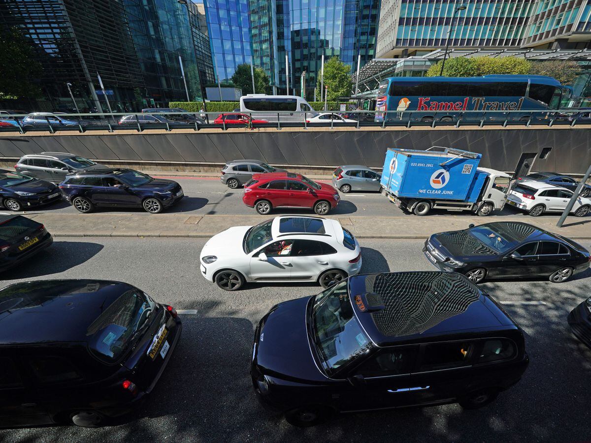 Heavy traffic on the Euston Road in central London