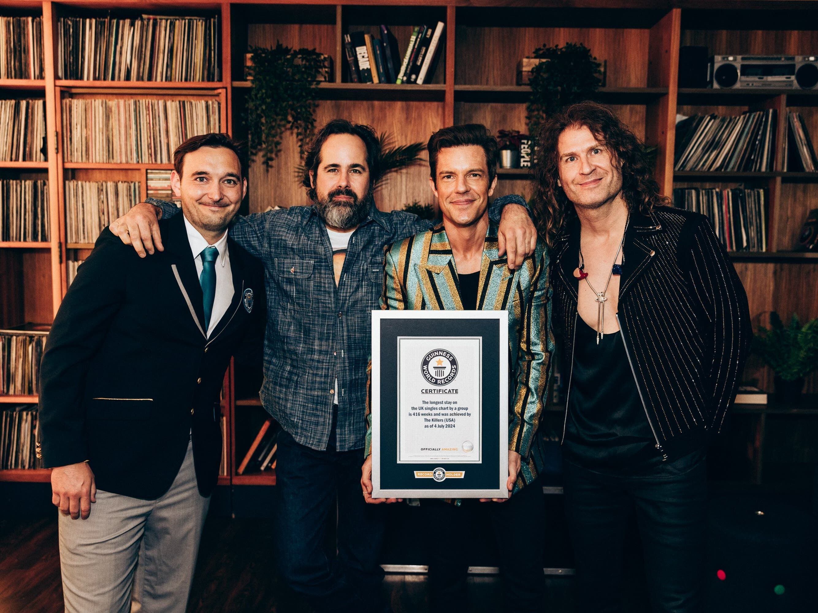The Killers presented with two Guinness World Records titles for Mr Brightside