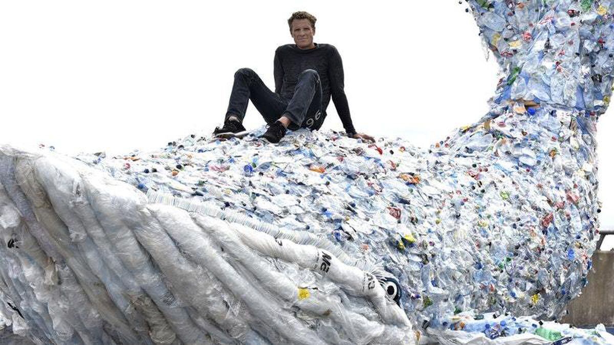 Olympic rower James Cracknell unveils giant plastic whale | Express & Star