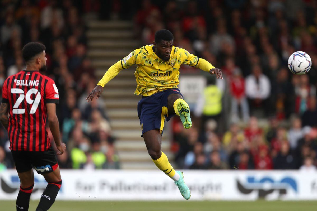 Cedric Kipre of West Bromwich Albion and Philip Billing of AFC Bournemouth. (AMA)