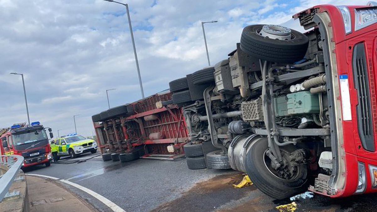 Driver Taken To Hospital As Lorry Overturns On M6 | Express & Star