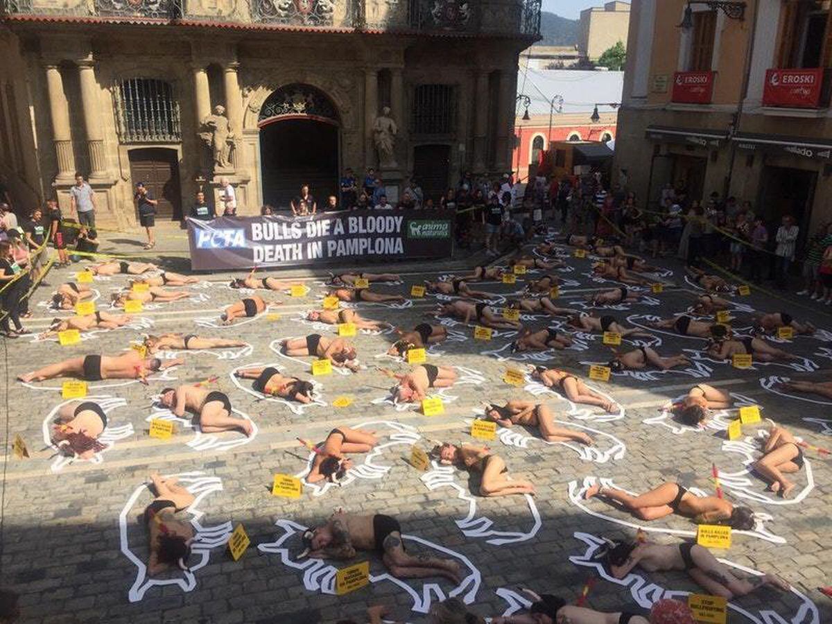 Half Naked Activists Lie In Pamplano Square To Protest Over Running Of The Bulls Express Star