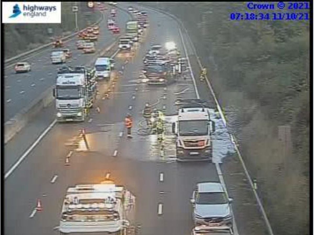 M5 Lorry Fire Causes Huge Queues For Motorists | Express & Star