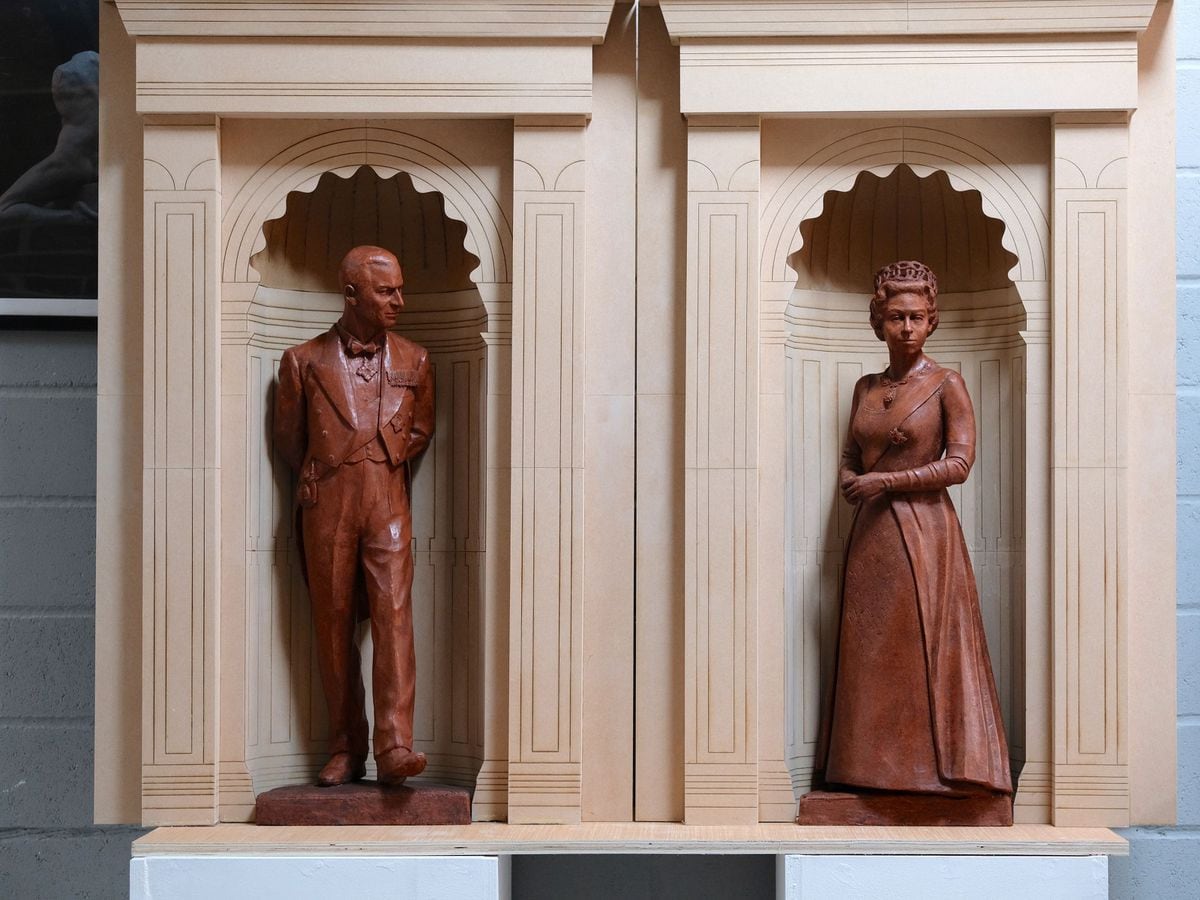 King unveils statues of late Queen and Prince Philip at Royal Albert ...