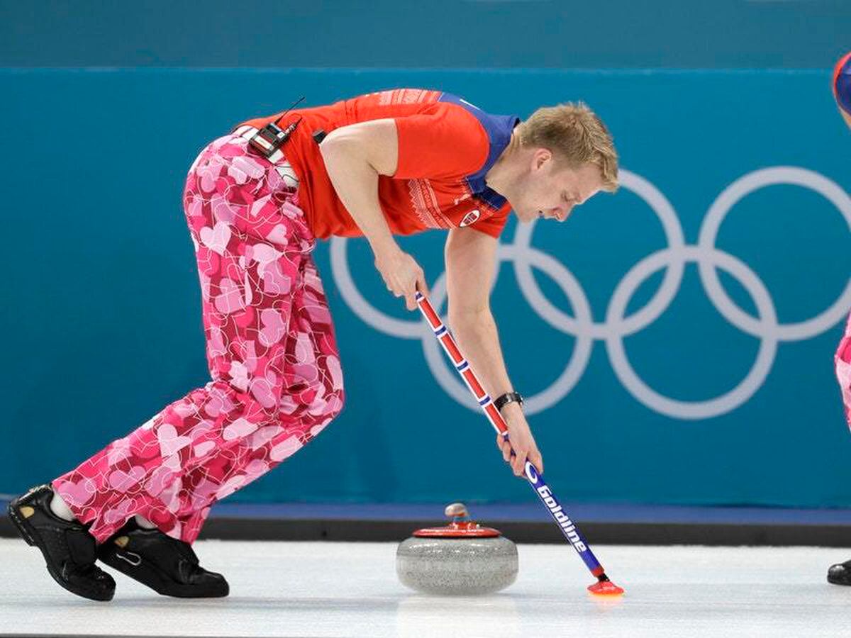 The Norwegian Men's Curling team sport Valentines Day themed