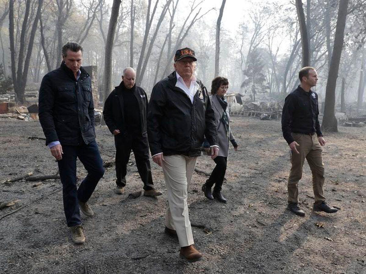 Donald Trump takes helicopter tour of scorched California landscape ...