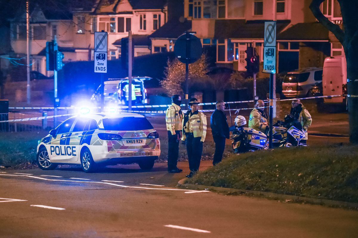 Police at the scene on Hagley Road in Quinton.  Photo: Snapper SK