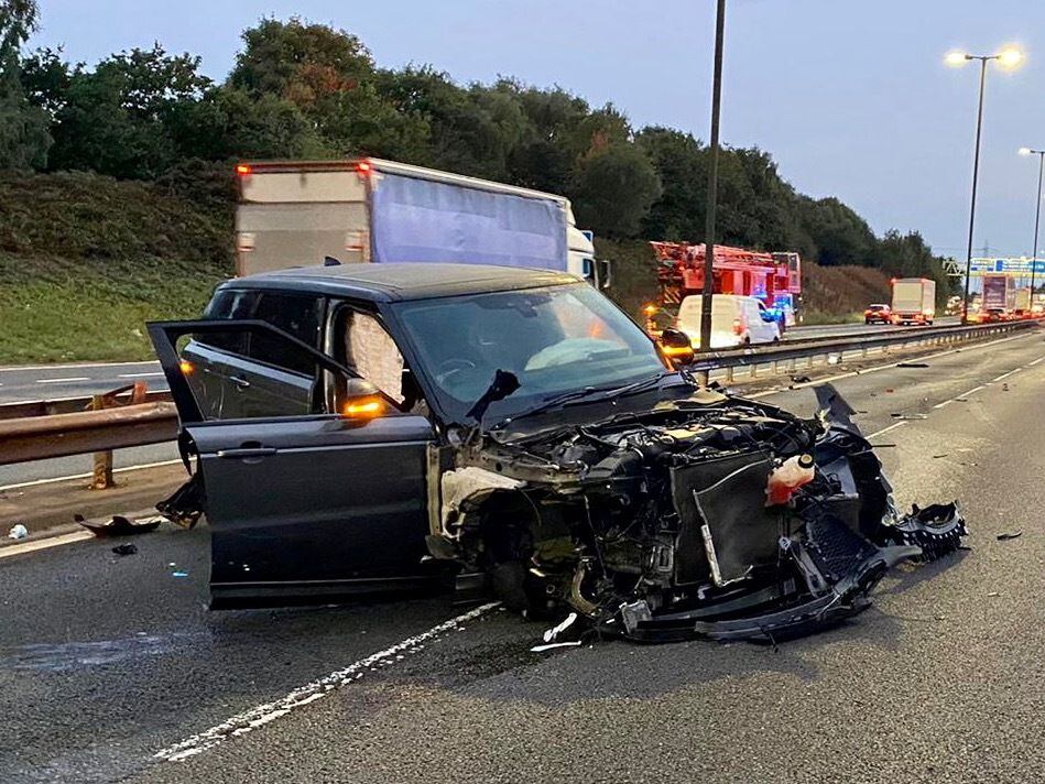 Stolen Range Rover destroyed in crash on the M6 near Walsall during police chase