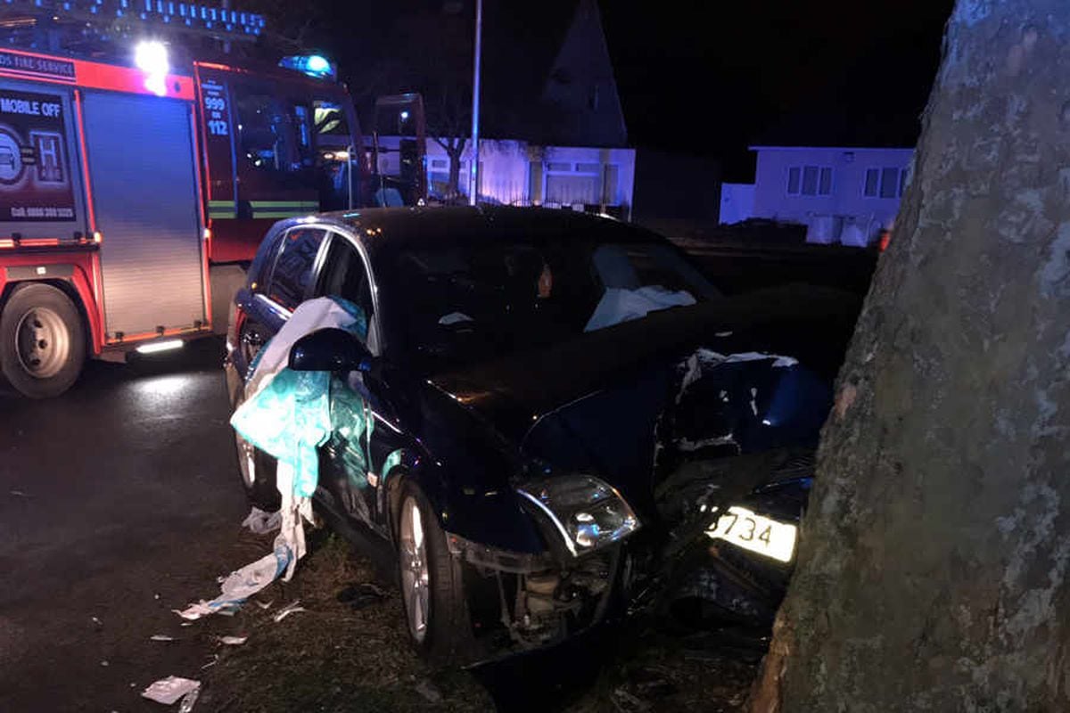 Driver suffers arm and leg injuries as car smashes into tree in Walsall ...