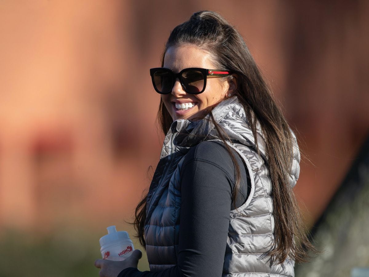 Rebekah Vardy all smiles as she arrives for Dancing On Ice rehearsals