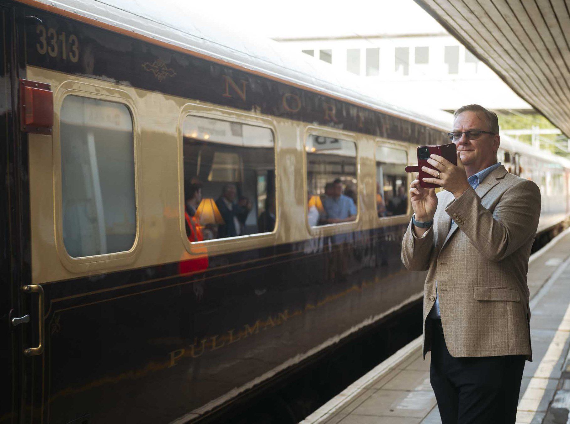 Watch: All aboard! Excitement as Britain's 'poshest train' with £700 tickets sets off from Wolverhampton