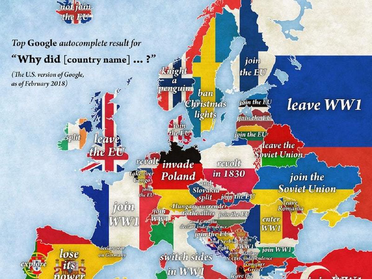 This Google Autocomplete Map Of Europe Is Fascinatingly Revealing ...