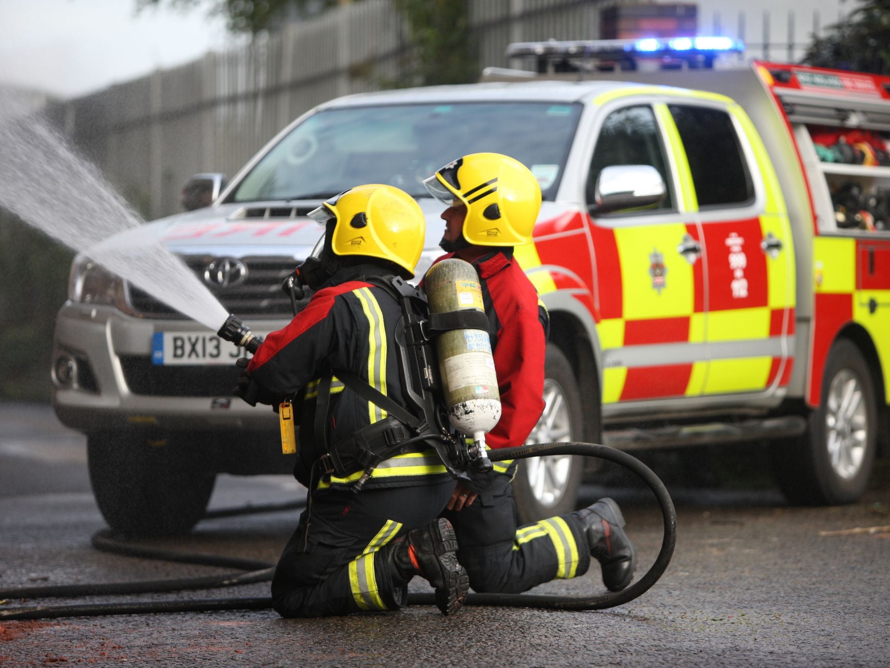 Fire crews tackle blaze on land at Brockmoor trading estate