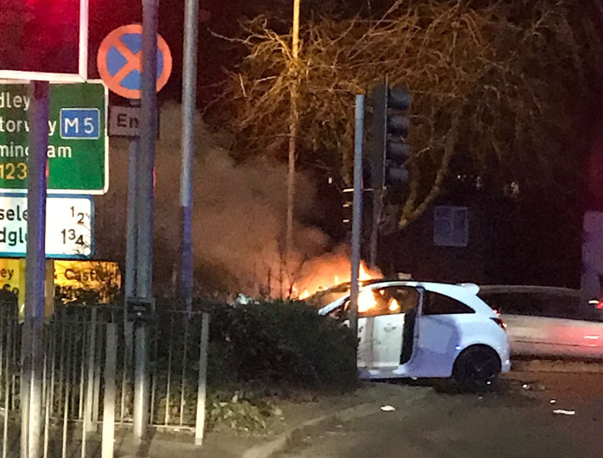 Two injured as cars go up in flames after Birmingham New Road