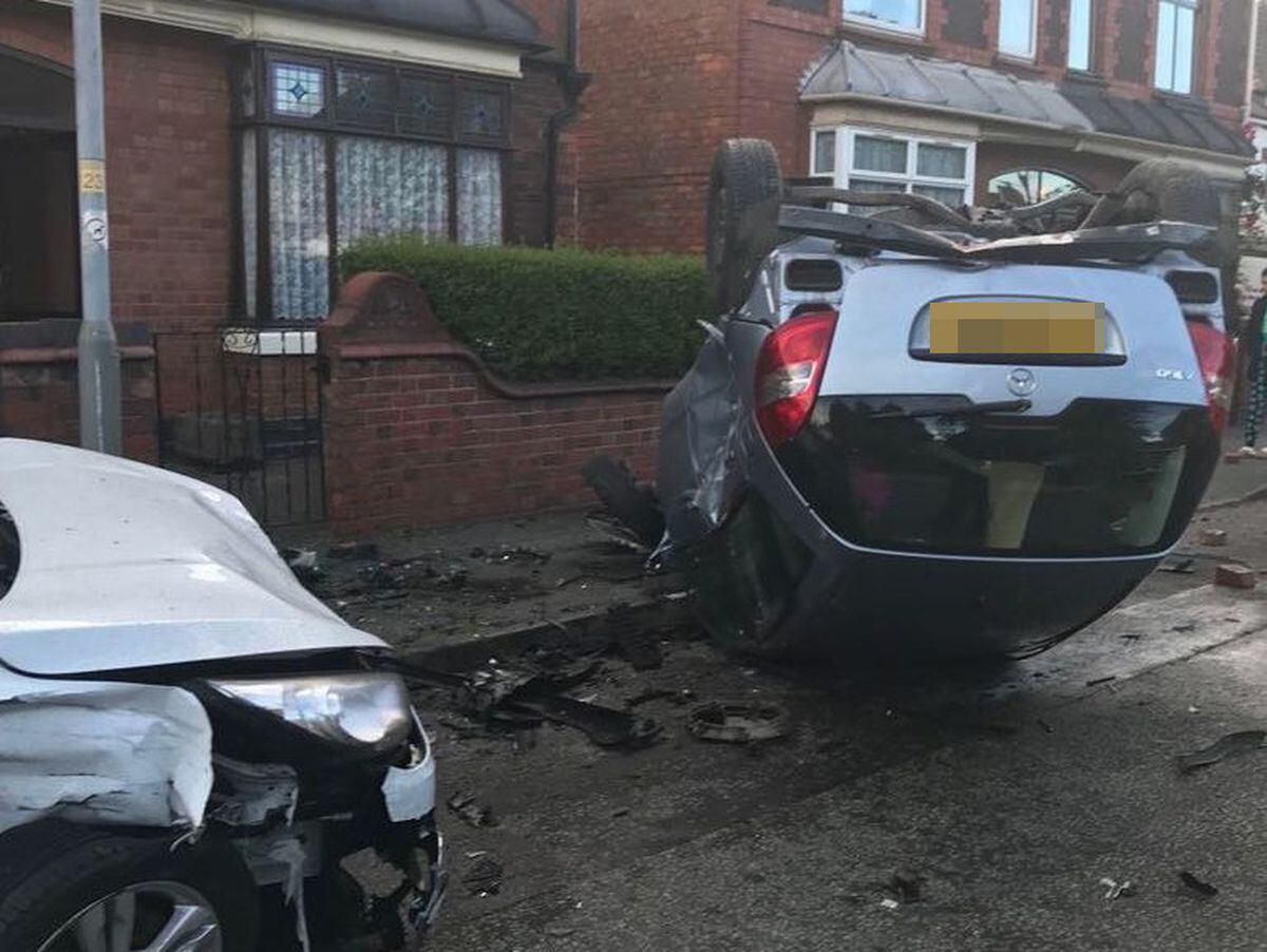 Car flips on its roof and others left badly damaged after Wolverhampton ...