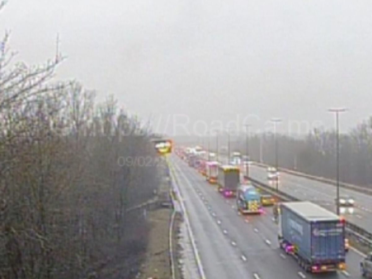 Major rush hour delays on M6 at Staffordshire due to lorry fire