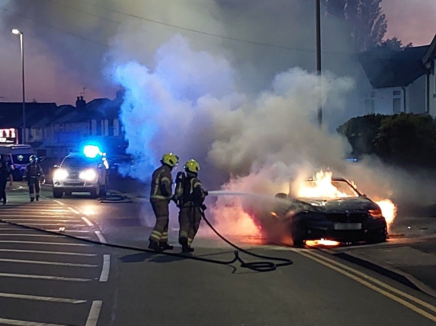 Dramatic pictures show car on fire in Halesowen as firefighters reveal cause