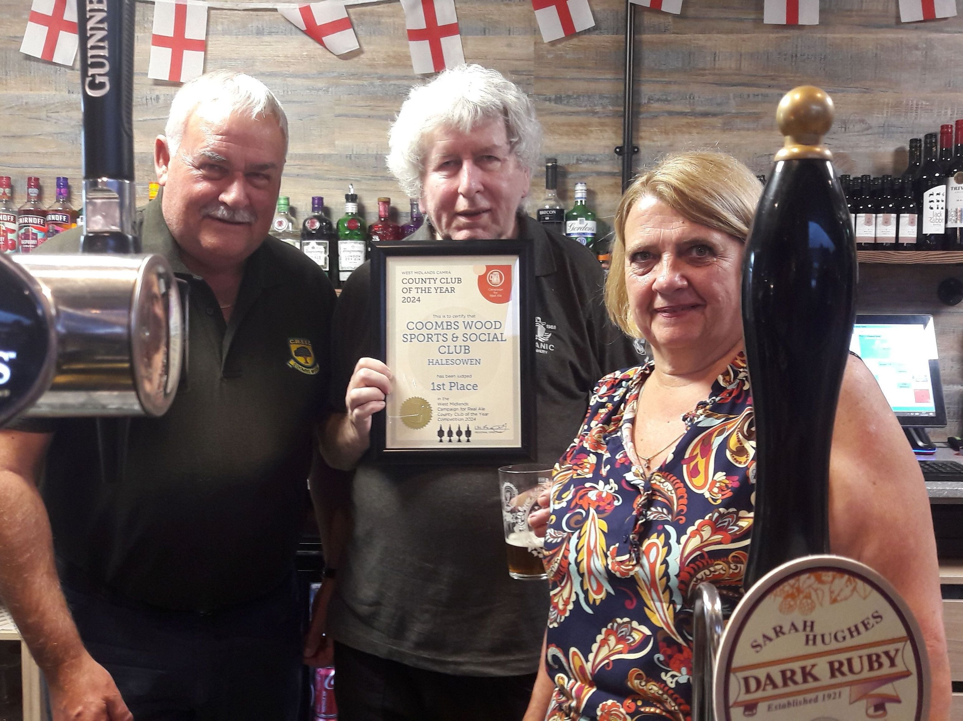 Halesowen social club which offers real ales wins county club of the year award