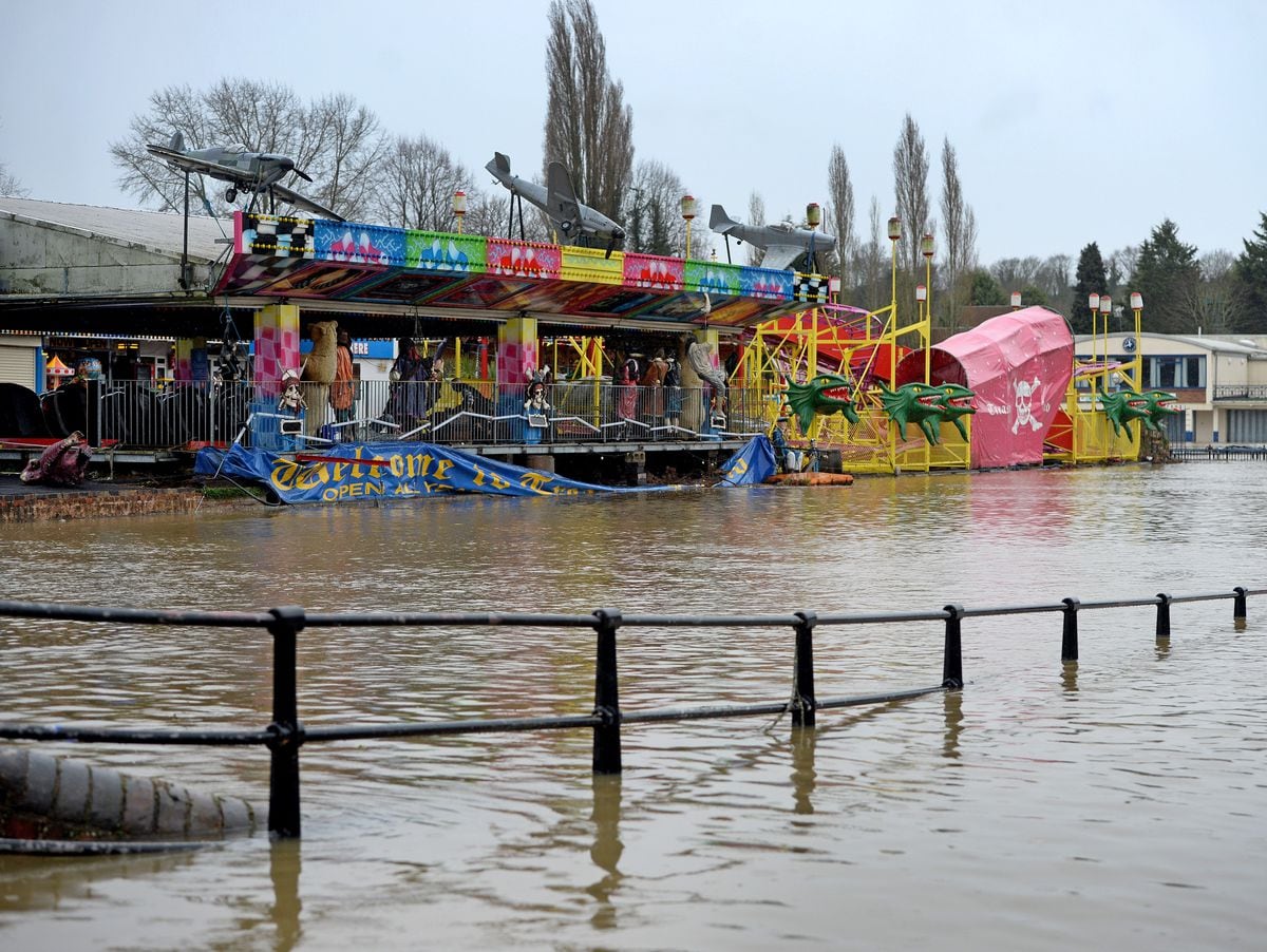 River Severn receding but fairground and sports clubs remain under