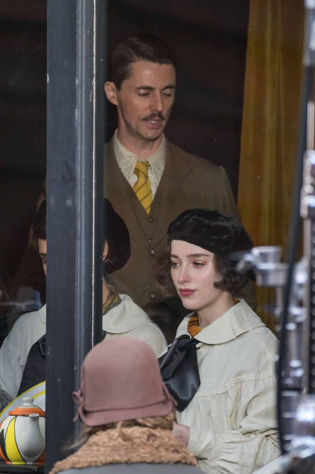 Phoebe Dynevor and Matthew Goode filming of The Colour Room in Birmingham. Photo: SnapperSK.