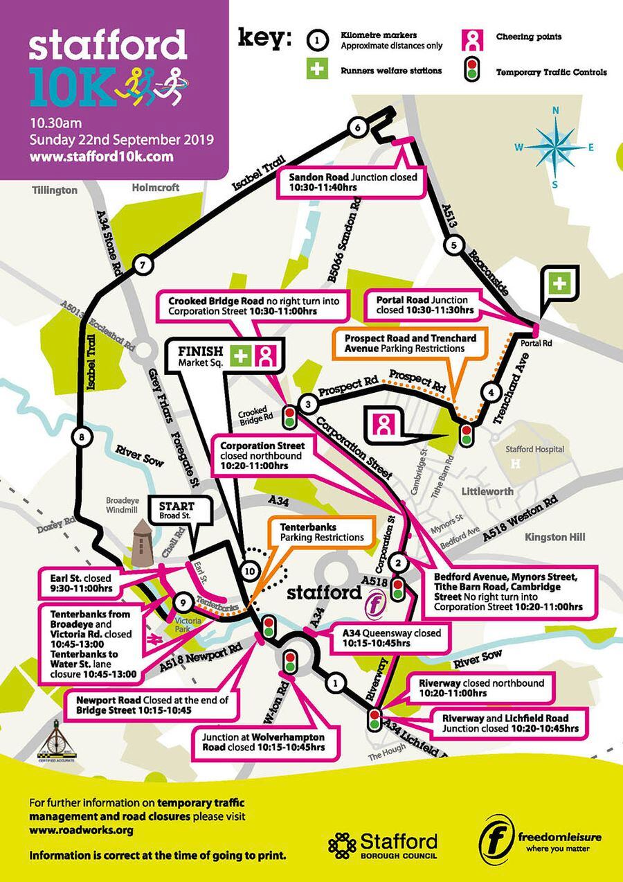 Stafford 10k Find out which roads are closed during town centre race