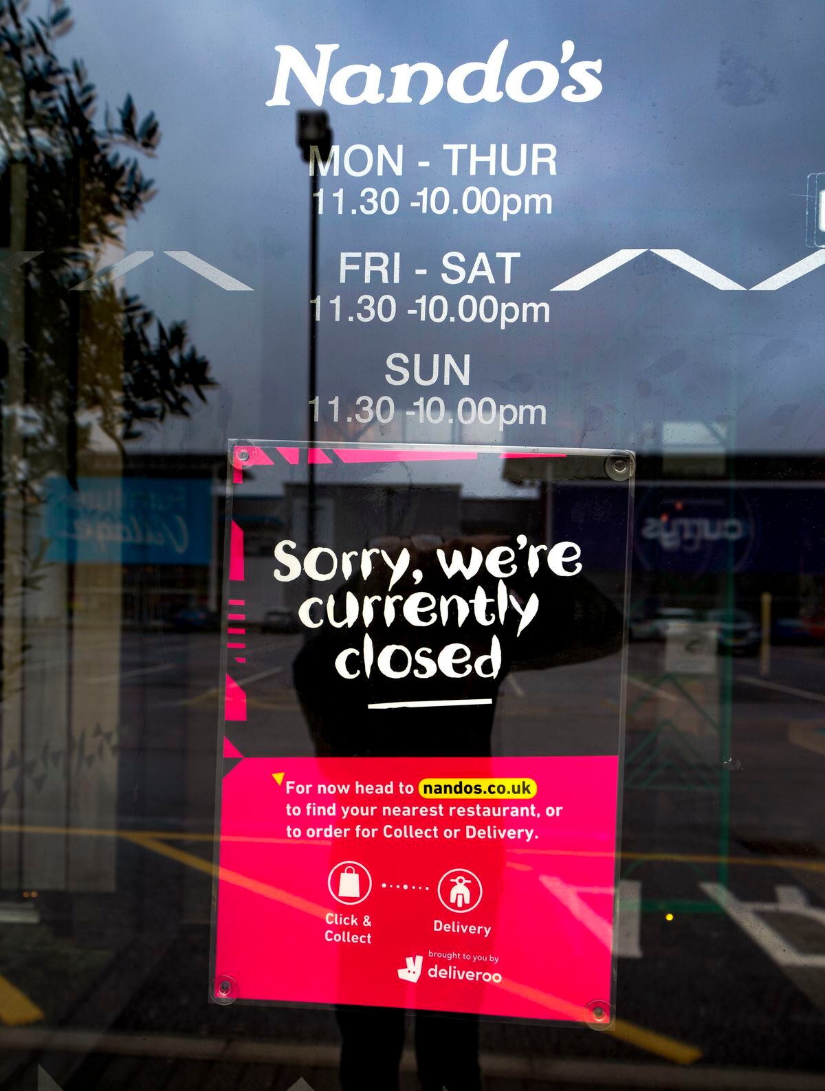 Some restaurants have signs up explaining the closure, such as this branch in Manchester