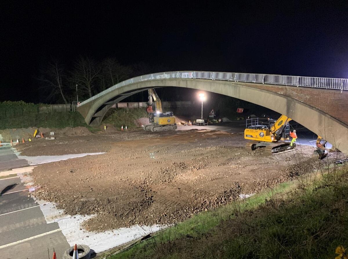Dramatic footage shows workers bringing bridge crashing down onto M6